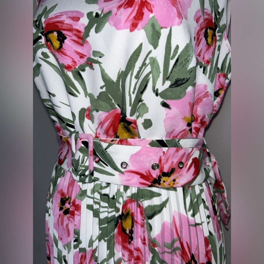 Gorgeous T Tahari pink floral pleated maxi dress. New - Picture 11 of 12